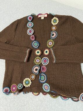 Beyond Threads Cottagecore Grandma Cardigan Sweater Large Boho Crochet Alpaca